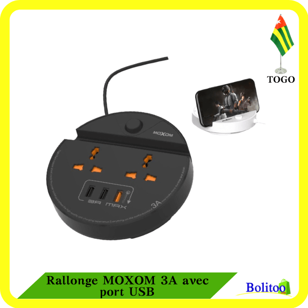 Rallonge MOXOM 3A avec port USB