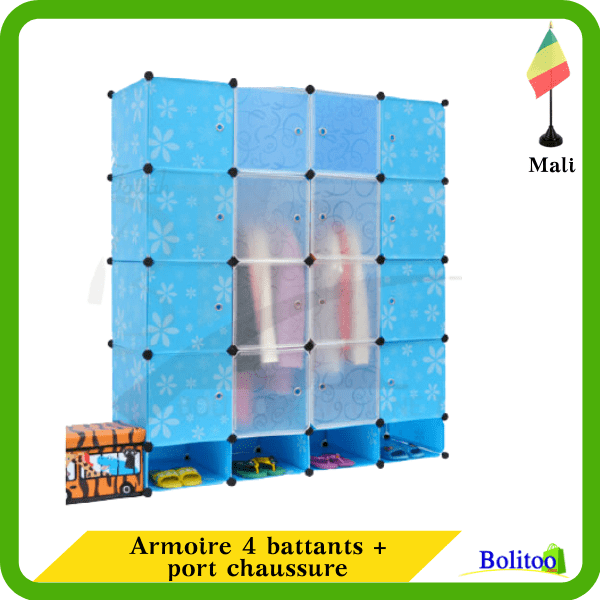 Armoire 4 battants + port chaussure