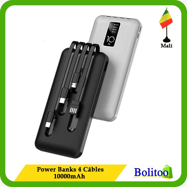 Power Bank 4 Câbles 10000mAh