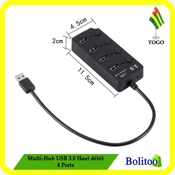 Multi-Hub USB 3.0 haut débit 4 ports