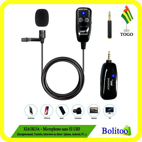 Microphone sans fil UHF avec récepteur - Lotronic   - Shopping  et Courses en ligne, livrés à domicile ou au bureau, 7j/7 à la Réunion