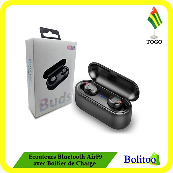 Ecouteurs Bluetooth Air F9 avec Boitier de Charge