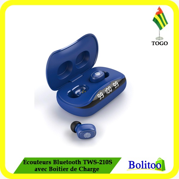 Ecouteurs Bluetooth TWS-210S avec Boitier de Charge
