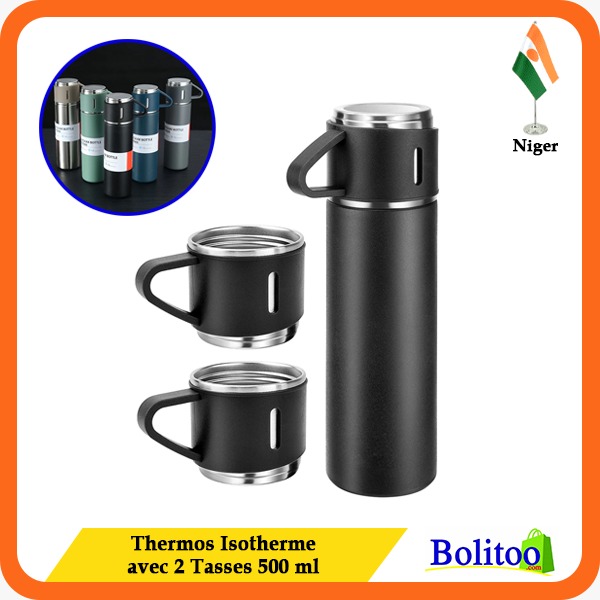Thermos Isotherme avec 2 Tasses 500 ml