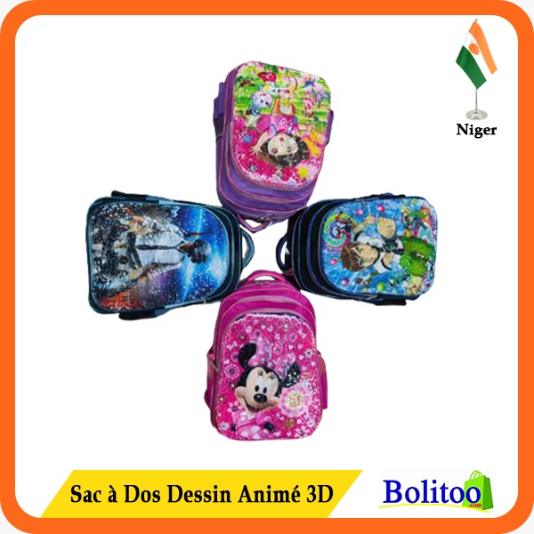 Sac à Dos Enfant Fille Maternelle – Motif Dessin Animé, 25x23x8cm, Nylon Léger, Bretelles Réglables