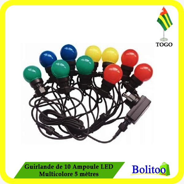 Guirlande de 10 Ampoules LED Multicolore