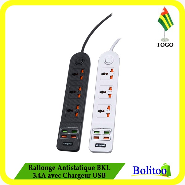 Rallonge Antistatique BKL 3.4A avec Chargeur USB