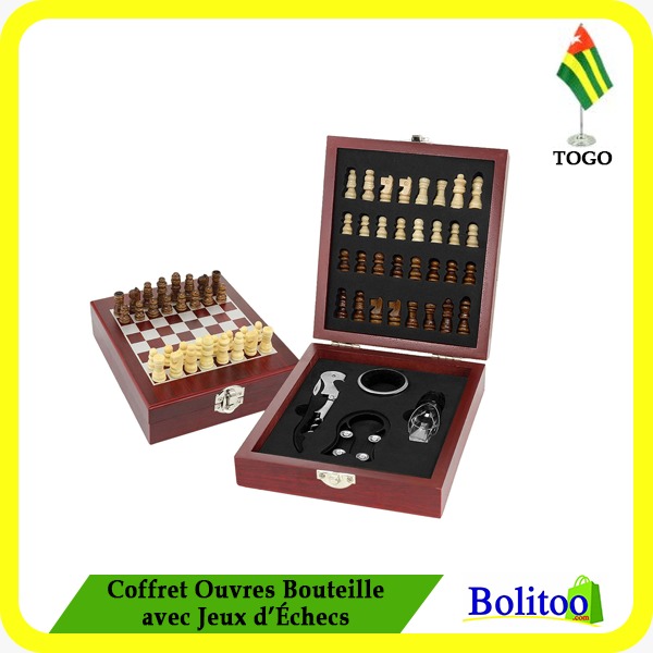 Coffret Ouvres Bouteille avec Jeux d'Echecs