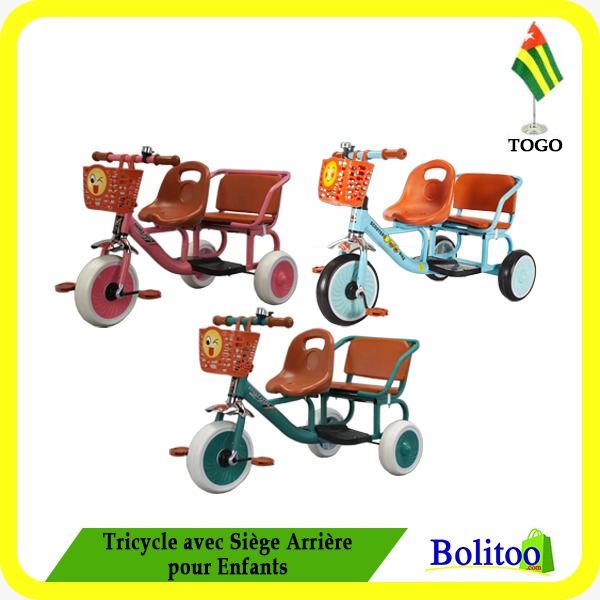 Tricycle avec Siège Arrière pour Enfants