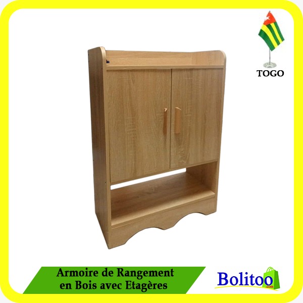 Armoire de Rangement en Bois avec Étagères