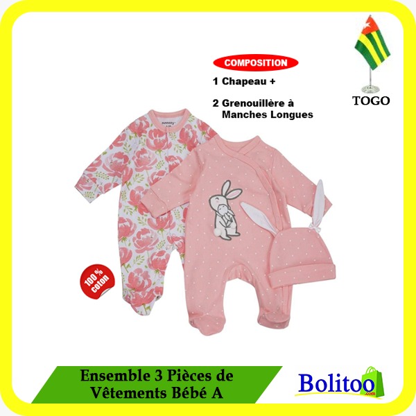 Ensemble 3 Pcs de Vêtements Bébé