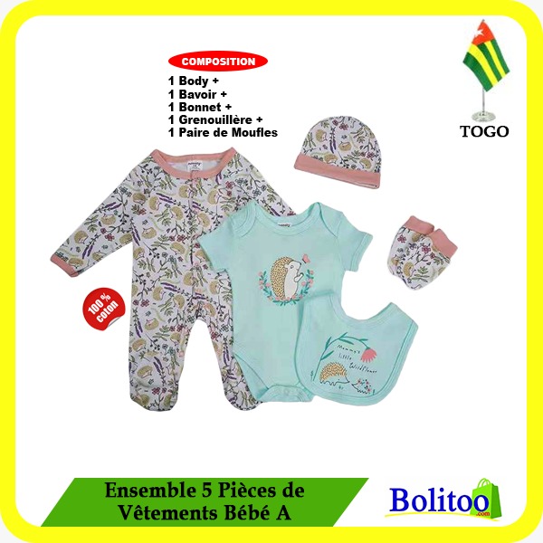 Ensemble 5 Pcs de Vêtements Bébé