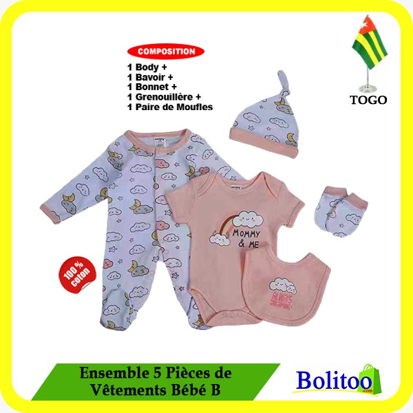 Ensemble 5 Pcs de Vêtements Bébé