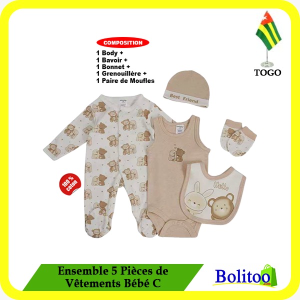 Ensemble 5 Pcs de Vêtements Bébé