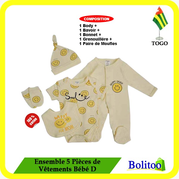 Ensemble 5 Pcs de Vêtements Bébé