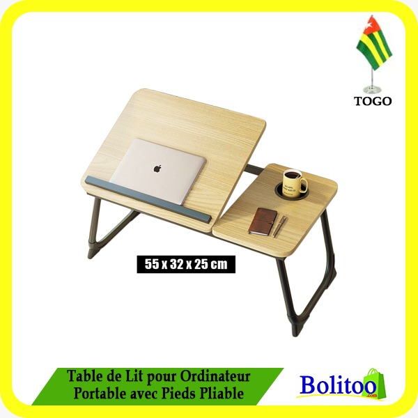 Table de Lit pour Ordinateur Portable avec Pieds Pliable