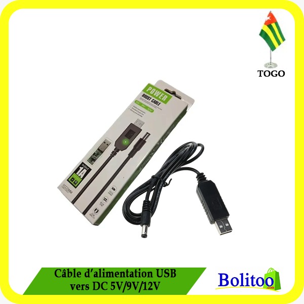 Câble d'Alimentation USB vers DC 5V-9V-12V