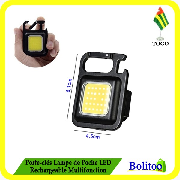 Porte-clés Lampe de Poche LED Rechargeable Multifonction