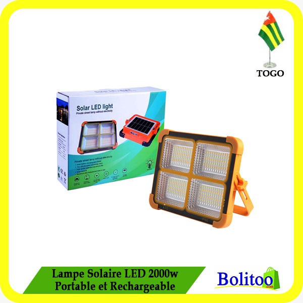 Lampe solaire LED 2000W Portable et Rechargeable