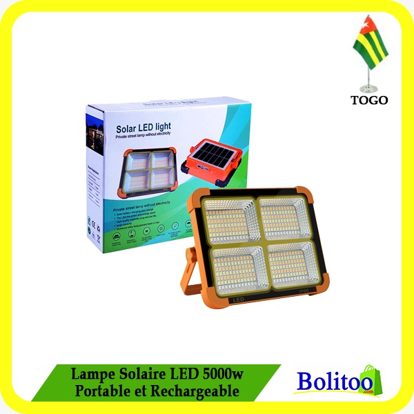 Lampe solaire LED 5000W Portable et Rechargeable
