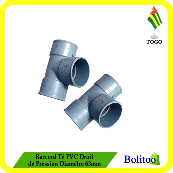 Té à Coller PVC Pression Diamètre 63 Mm - Jonction Femelle-Femelle Pour Tuyauterie