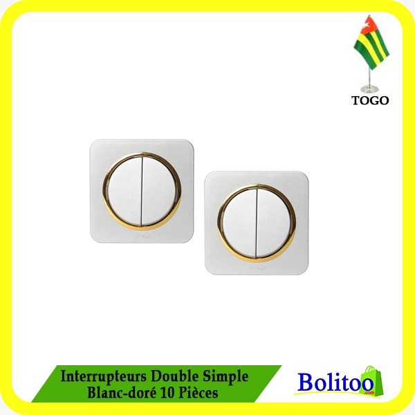 Interrupteur Double Simple Blanc doré