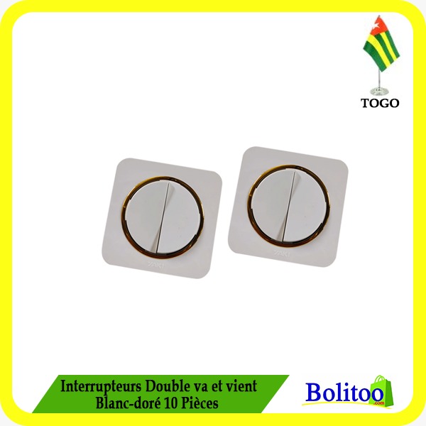 Interrupteur Double va et vient Blanc doré