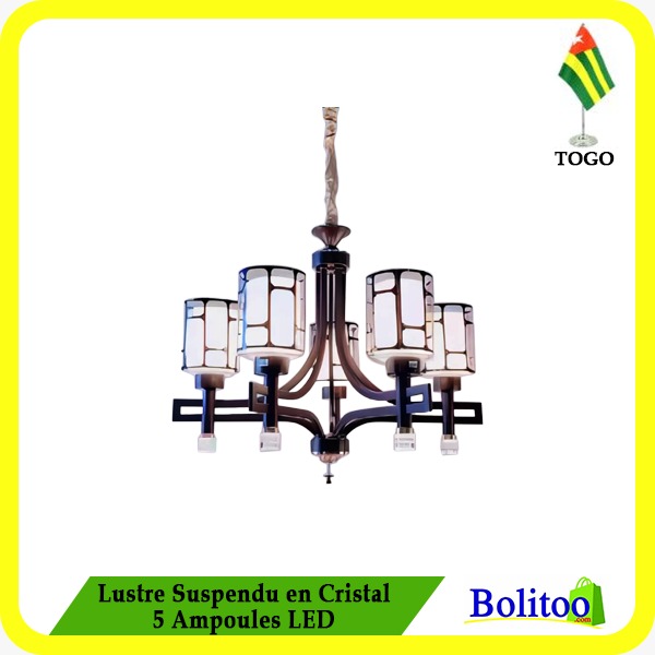 Lustre Suspendu en Cristal 5 Ampoules LED