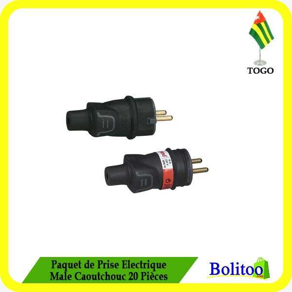 Paquet de Prise Electrique Male Caoutchouc 20 Pcs