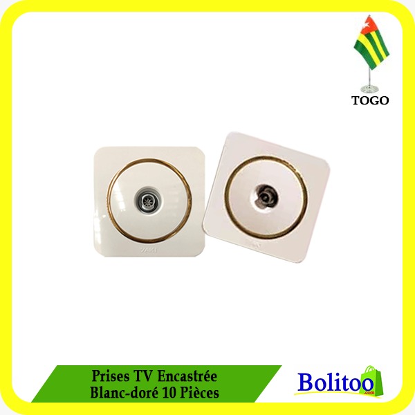 Prises TV Encastré Blanc doré