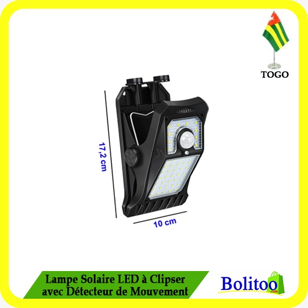 Lampe Solaire LED à Clipser avec Détecteur de Mouvement