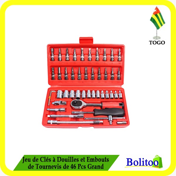 Jeu de Clés à Douilles et Embouts de Tournevis de 46Pcs