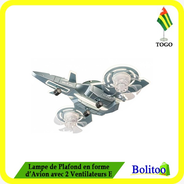 Lampe de Plafond en Forme d'Avion avec 2 Ventilateurs