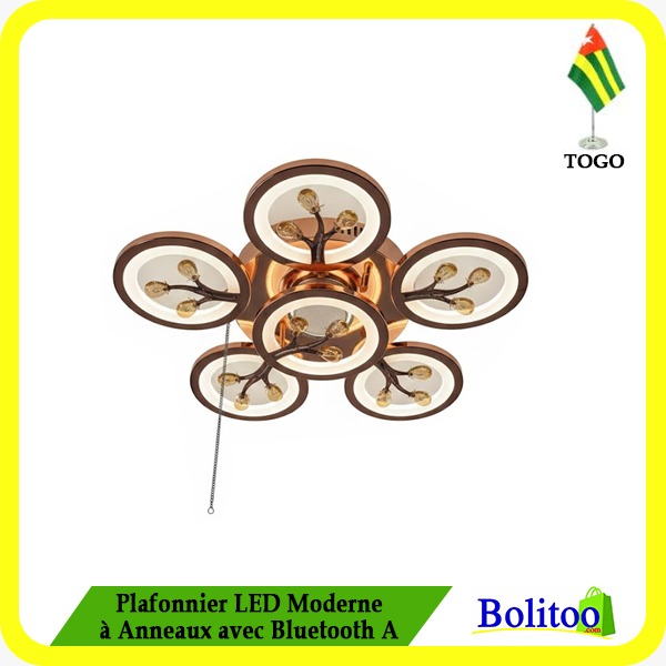 Plafonnier LED Moderne à Anneaux avec Bluetooth