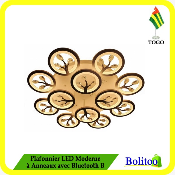 Plafonnier LED Moderne à Anneaux avec Bluetooth