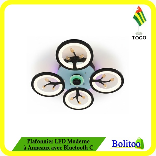 Plafonnier LED Moderne à Anneaux avec Bluetooth