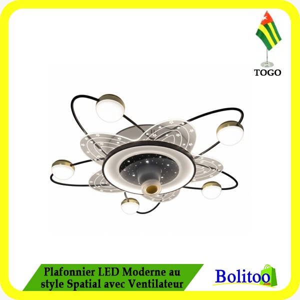Plafonnier LED Moderne au Style Spatial avec Ventilateur