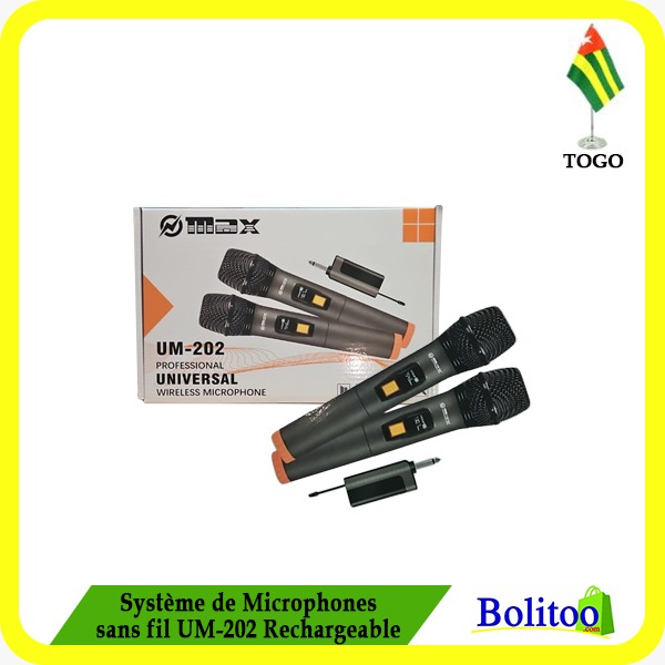 Système de Microphones sans fil UM-202 Rechargeable