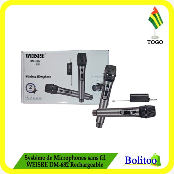 Système de Microphones sans fil WEISRE DM-682 Rechargeable