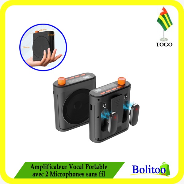Amplificateur Vocal Portable avec 2 Microphones sans fil