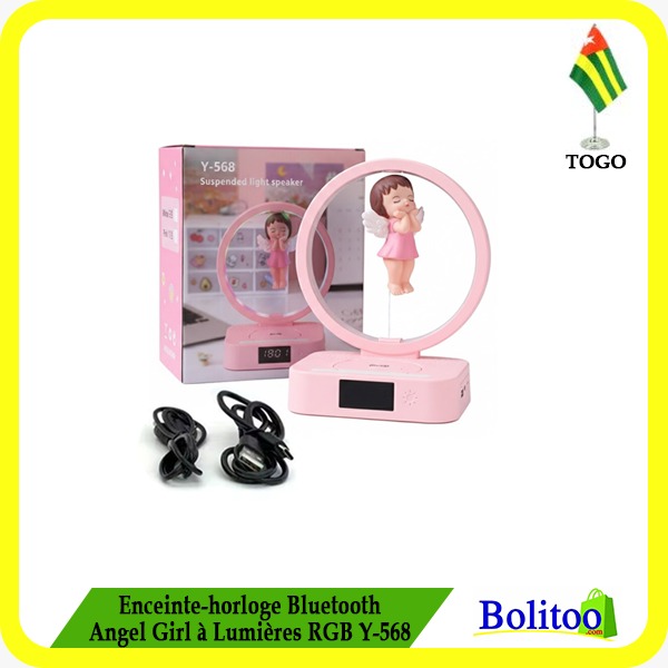 Enceinte - Horloge Bluetooth Angel Girl à Lumière RGB Y-568