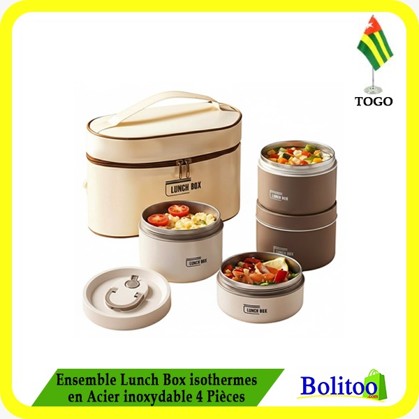 Ensemble Lunch Box isothermes en Acier Inoxydable 4Pcs