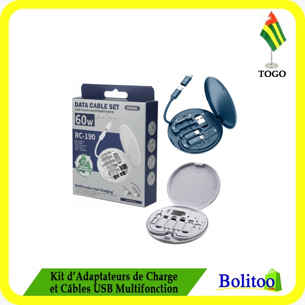 Kit d'Adaptateurs de Charge et Câbles USB Multifonction