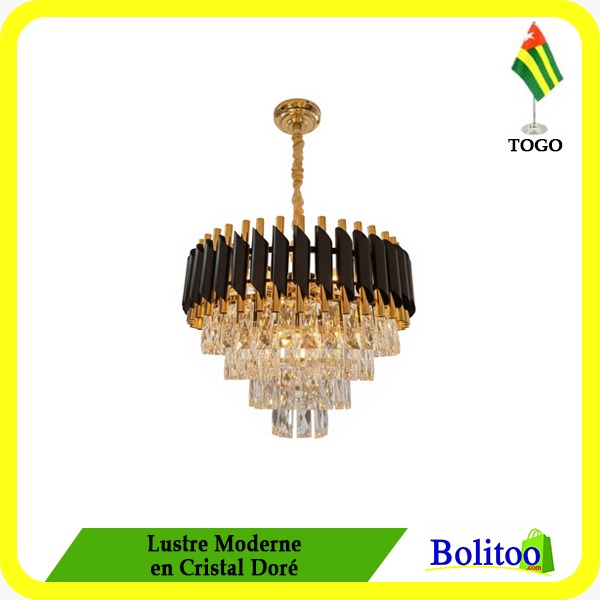 Lustre Moderne en Cristal Doré