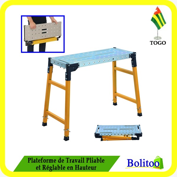 Plateforme de Travail Pliable et Réglable en Hauteur