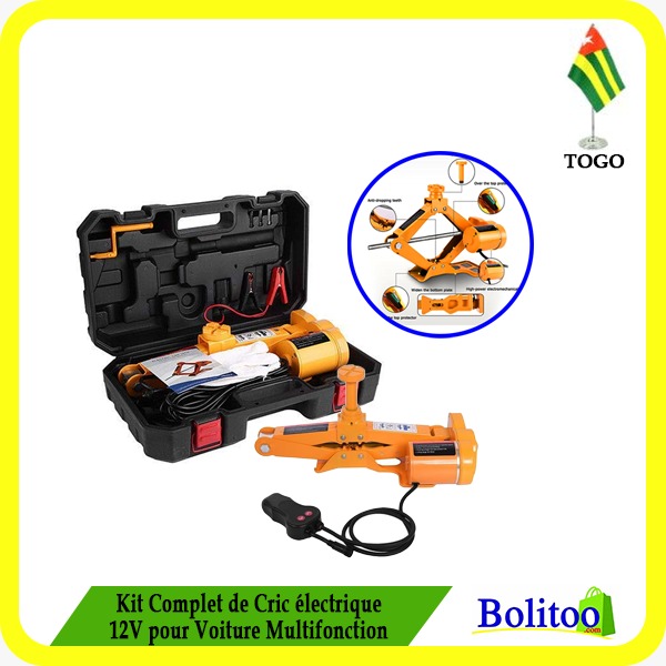 Kit Complet de Cric Electrique 12V pour Voiture Multifonction