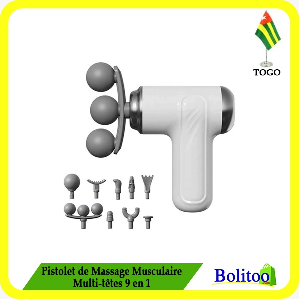 Pistolet de Massage Musculaire Multi-têtes 9 en 1