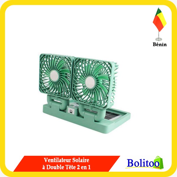 Ventilateur Solaire à Double Tête 2 en 1