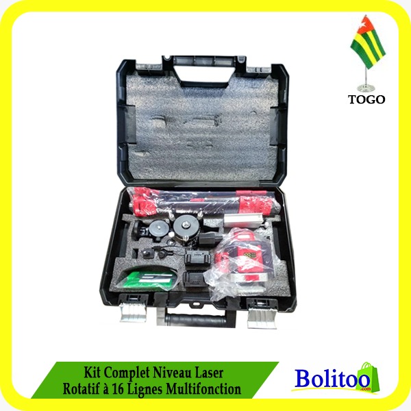 Kit Complet Niveau Laser Rotatif à 16 Lignes Multifonction