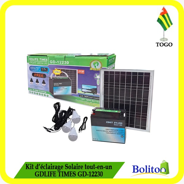 Kit d'Eclairage Solaire tout en un GDLIFE TIMES GD-12230